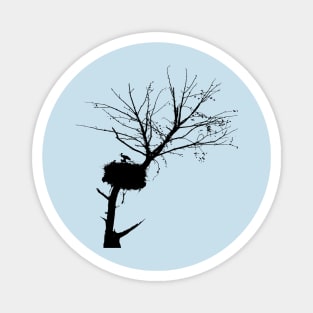 Silhouette Of Stork Nest In Tree With Fledglings Magnet